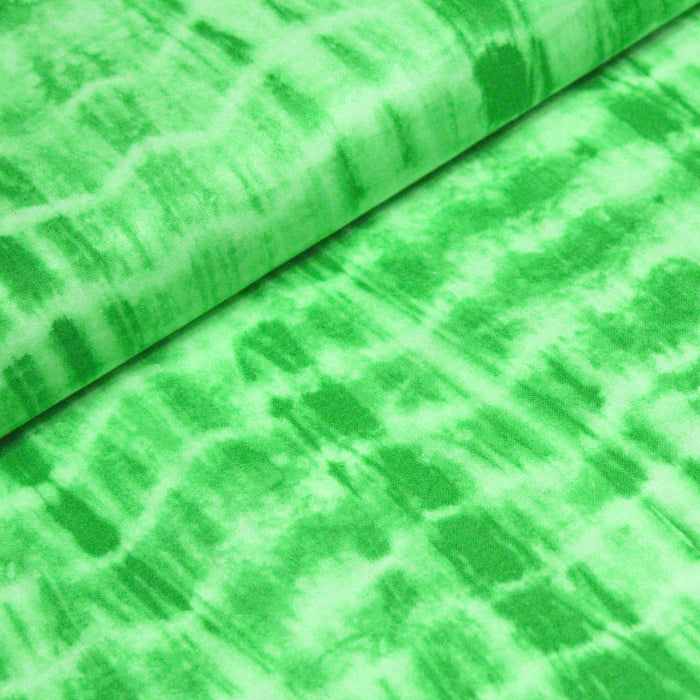 Tissu cotonnade tie & dye vert citron lime