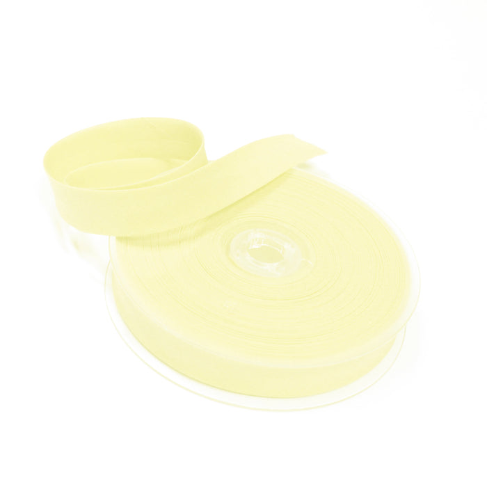 Biais de coton jaune pâle - Galette de 25 mètres