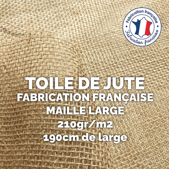 Tissu toile de jute - Grande largeur 190cm - 210gr-m2 - Fabrication française