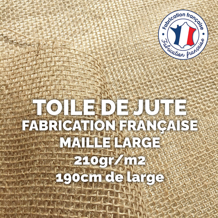 Tissu toile de jute - Grande largeur 190cm - 210gr - m2 - Fabrication française - TissusPapi.com