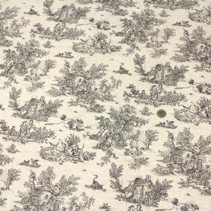 Tissu coton Toile de Jouy traditionnelle 160cm de large : bleu, rouge, vert, gris - OEKO - TEX - TissusPapi.com