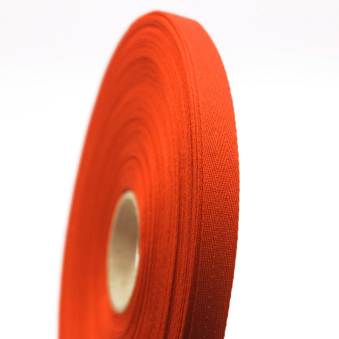 Ruban de sergé orange 10mm - Galette de 50 mètres - Fabrication française - TissusPapi.com