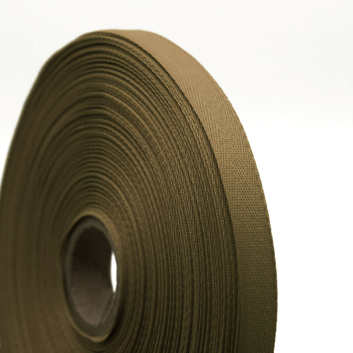 Ruban de sergé vert kaki 10mm - Galette de 50 mètres - Fabrication française - TissusPapi.com