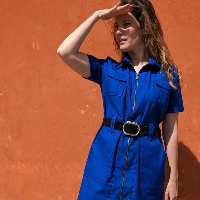 Tissu gabardine coton bleu roi - 325gr/m2 - Fabrication française - TissusPapi.com