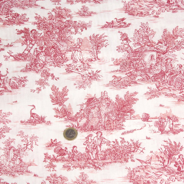 Tissu coton renforcé TOILE DE JOUY grande largeur 280cm : bleu, rouge, vert, gris - OEKO - TEX - TissusPapi.com