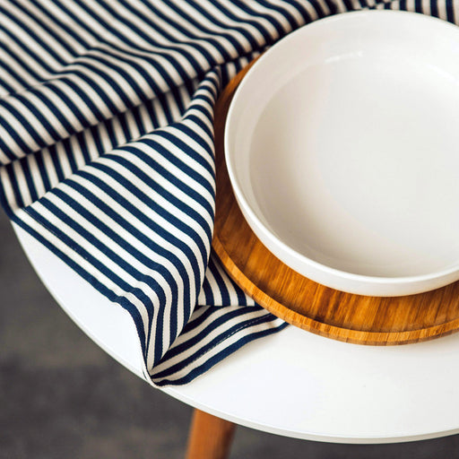 Tissu popeline de coton marinière à rayures blanches et bleu marine - OEKO - TEX STANDARD 100 - TissusPapi.com