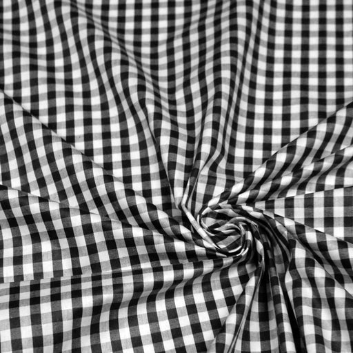 Tissu popeline de coton VICHY noir & blanc à carreaux 6mm - OEKO-TEX® - TissusPapi.com