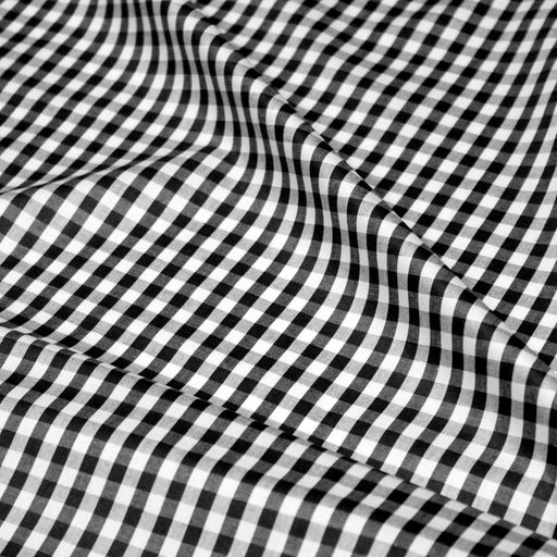 Tissu popeline de coton VICHY noir & blanc à carreaux 6mm - OEKO-TEX® - TissusPapi.com