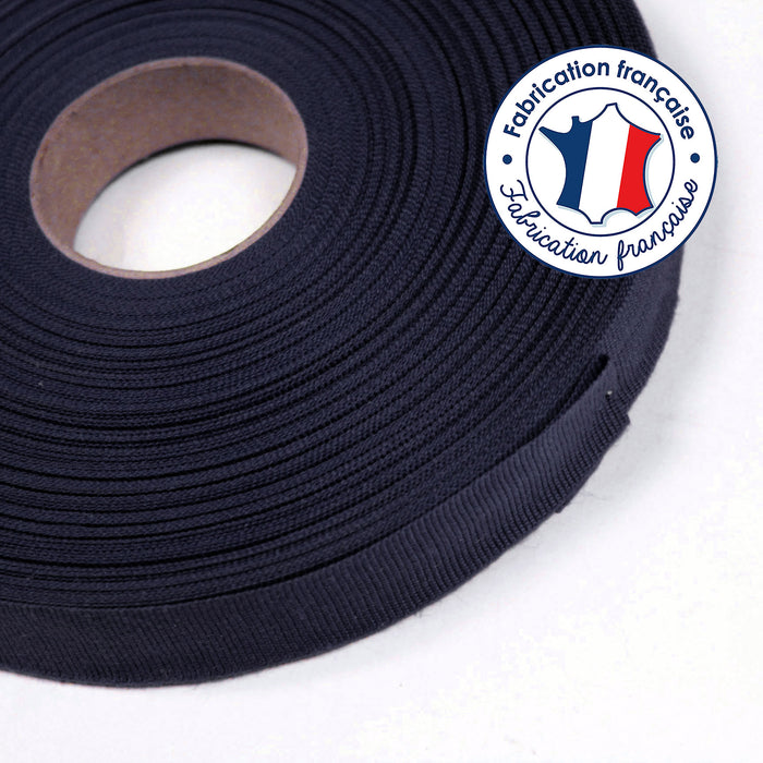 Ruban gros grain bleu marine 20mm - Galette de 50 mètres - Fabrication française