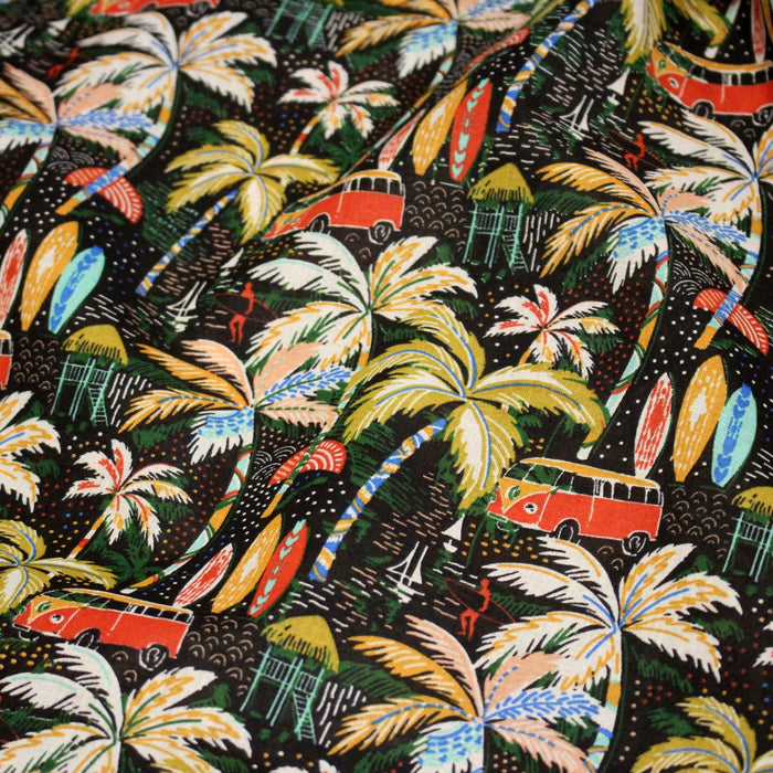 Tissu cotonnade Combi sous les tropiques : trois couleurs dispos - OEKO - TEX - TissusPapi.com