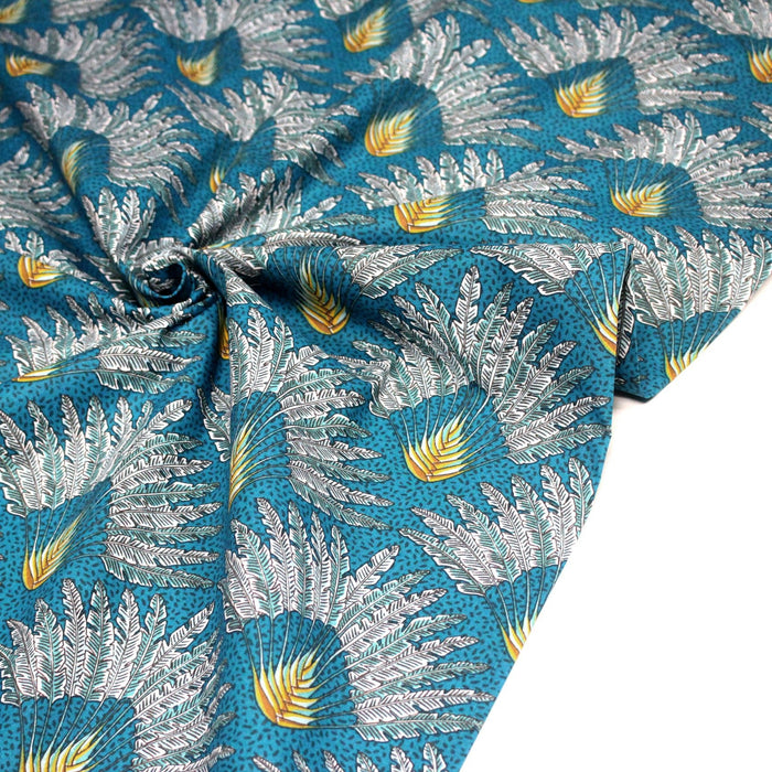 Tissu cotonnade vert canard, l'Arbre du voyageur - OEKO - TEX - TissusPapi.com