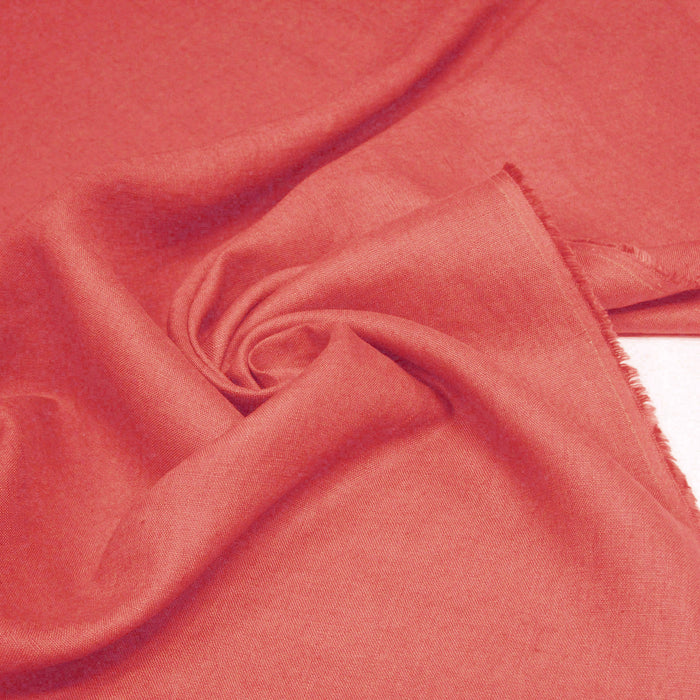 Tissu lin lavé couleur rouge corail