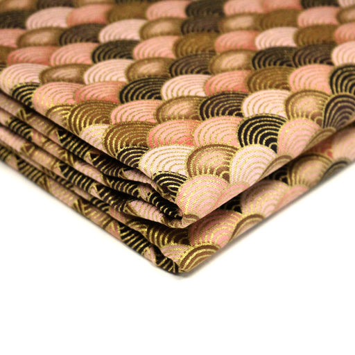 Tissu cotonnade motif vagues japonaises Seigaiha dorées : nombreuses couleurs - COLLECTION JAPON DORÉ - TissusPapi.com