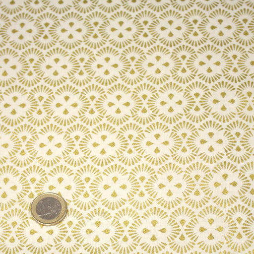 Tissu coton NOËL écru aux motifs géométriques dorés - OEKO - TEX - TissusPapi.com
