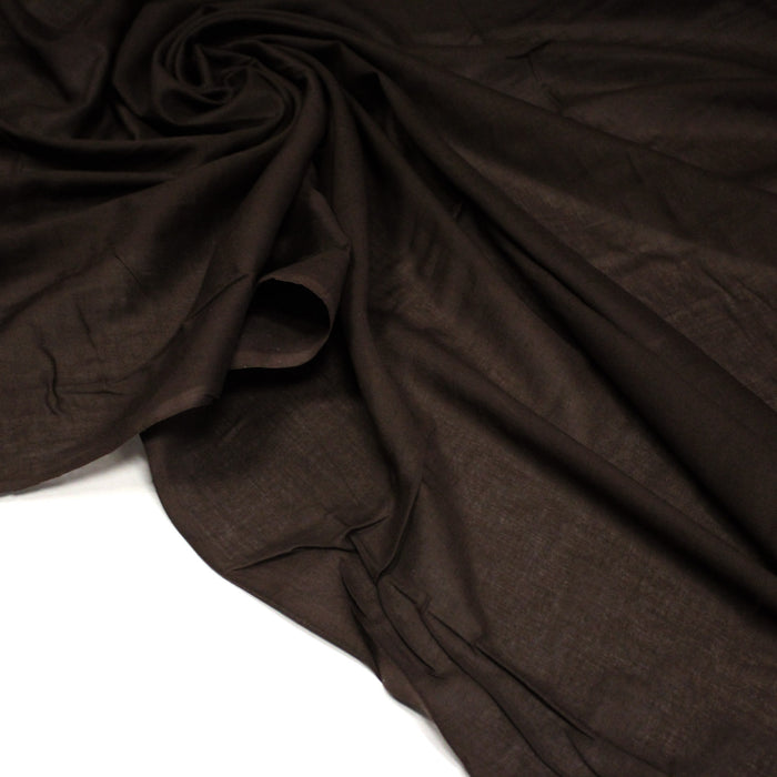 Tissu voile de coton uni marron chocolat 100% COTON, hyper doux ! - TissusPapi.com