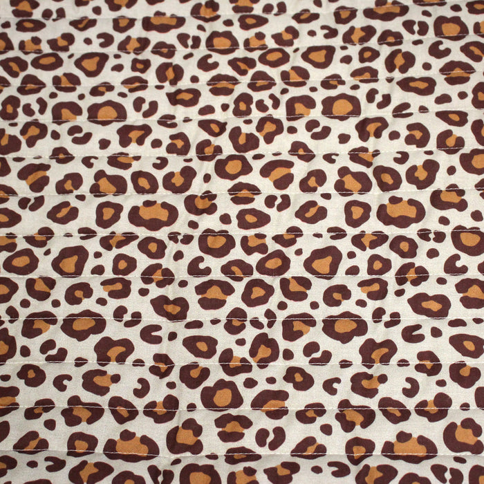 Tissu matelassé LEOPARD : chocolat ou écru - OEKO-TEX