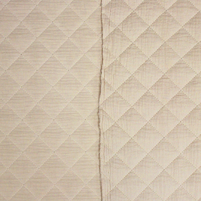 Tissu matelassé double gaze de coton gaufrée couleur lin - Oeko-Tex