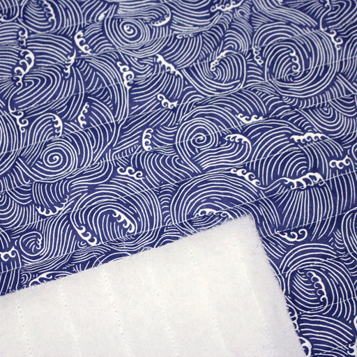 Tissu matelassé Vagues japonaises bleues & blanches, Hokusai - OEKO - TEX - TissusPapi.com