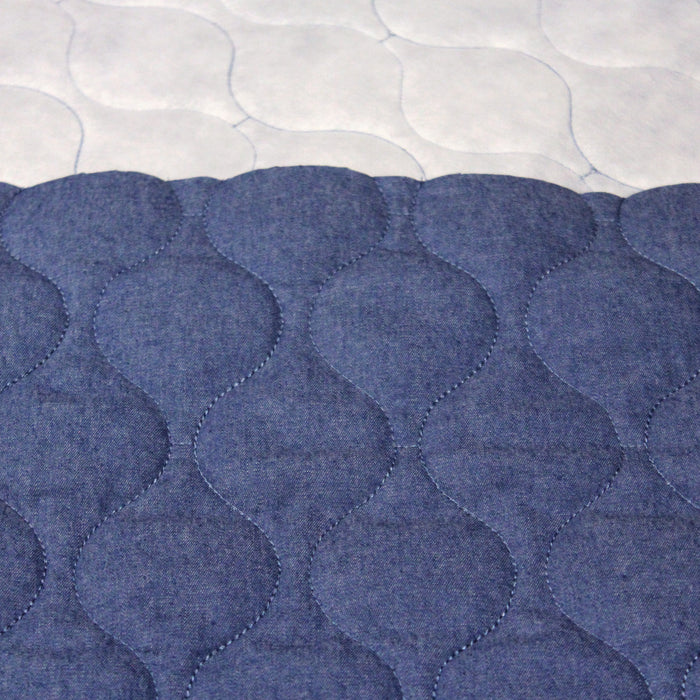 Tissu Matelassé Chambray : bleu roi ou noir - OEKO - TEX - TissusPapi.com
