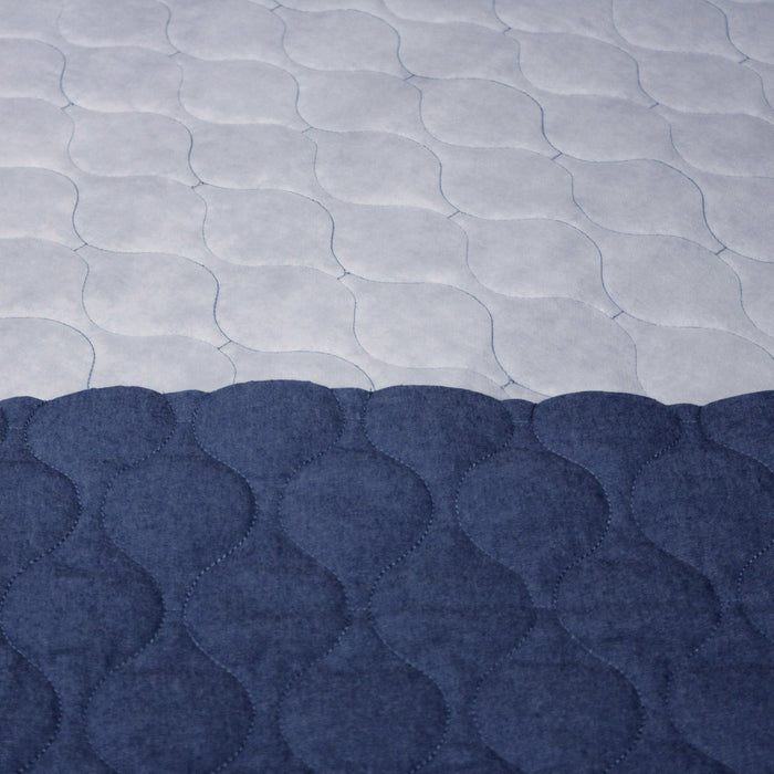 Tissu Matelassé Chambray : bleu roi ou noir - OEKO - TEX - TissusPapi.com