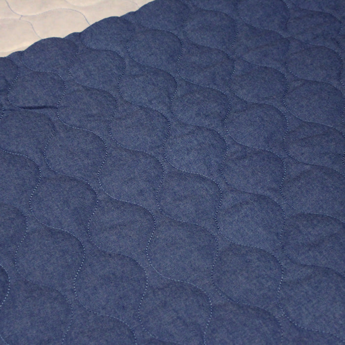 Tissu Matelassé Chambray : bleu roi ou noir - OEKO - TEX - TissusPapi.com
