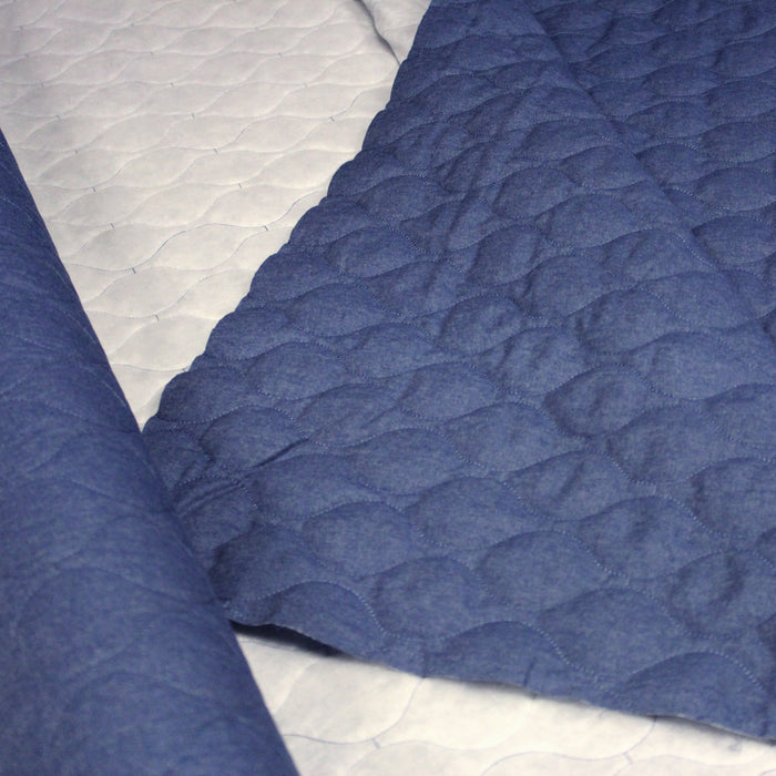 Tissu Matelassé Chambray : bleu roi ou noir - OEKO - TEX - TissusPapi.com