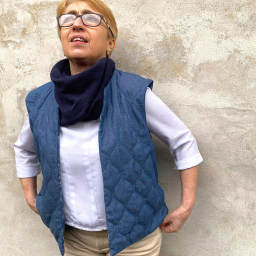 Tissu Matelassé Chambray : bleu roi ou noir - OEKO - TEX - TissusPapi.com