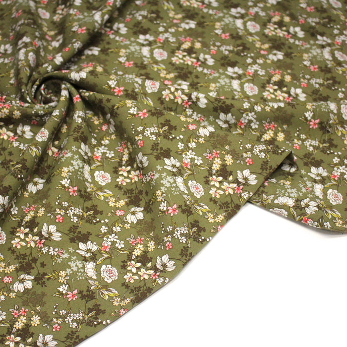 Tissu popeline de viscose ANAIS aux fines fleurs, nombreuses teintes disponibles - Fabrication française - OEKO - TEX - TissusPapi.com