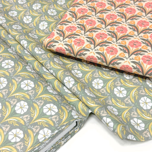 Tissu cotonnade fleuri SELMA : tons roses ou tons verts - OEKO - TEX - TissusPapi.com