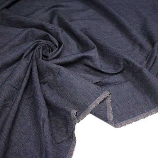 Tissu lin & polyester bleu indigo : habillement et déco d'intérieur - TissusPapi.com