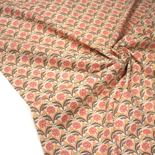 Tissu cotonnade fleuri SELMA : tons roses ou tons verts - OEKO - TEX - TissusPapi.com