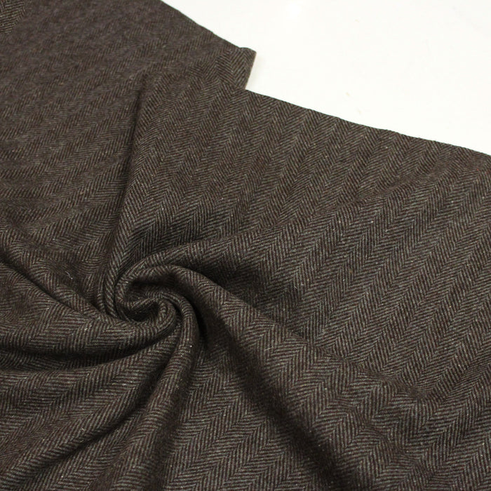 Tissu lainage aux chevrons marrons & gris, faux - uni taupe - Fabrication italienne - TissusPapi.com