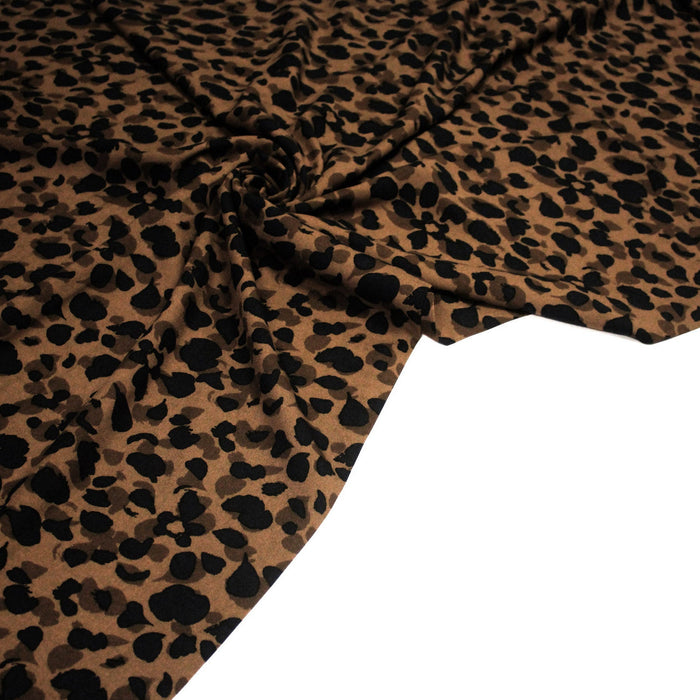 Tissu Viscose fluide KODKOD, motif pelage léopard marron, chocolat et noir - OEKO - TEX STANDARD 100 - TissusPapi.com