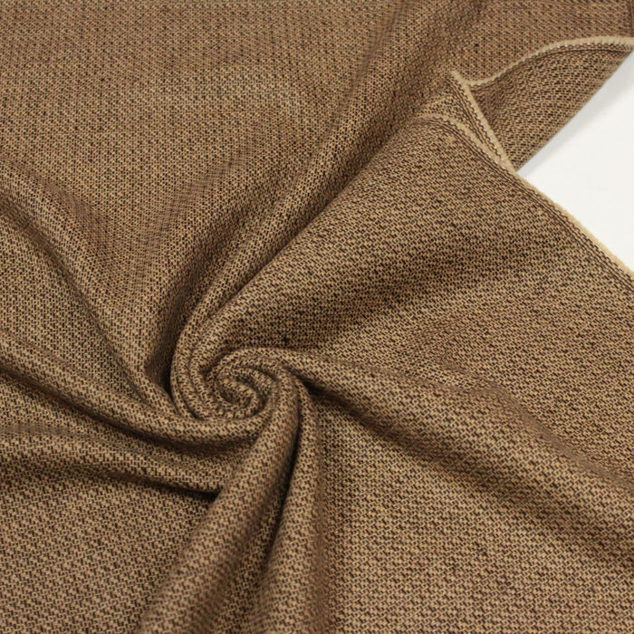 Tissu lainage faux-uni ocre et marron - Fabrication italienne