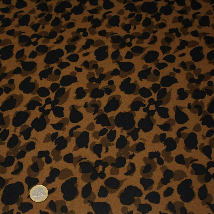 Tissu Viscose fluide KODKOD, motif pelage léopard marron, chocolat et noir - OEKO - TEX STANDARD 100 - TissusPapi.com