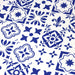 Tissu popeline de coton AZULEJOS aux carreaux de faïence bleu roi & blanc - tissuspapi