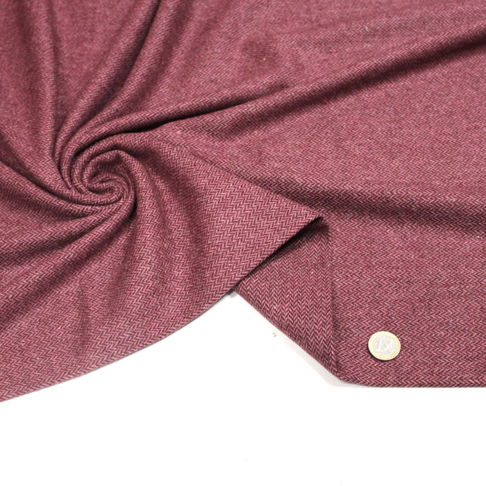 Tissu lainage chevrons rose et rouge bordeaux - Fabrication italienne - TissusPapi.com