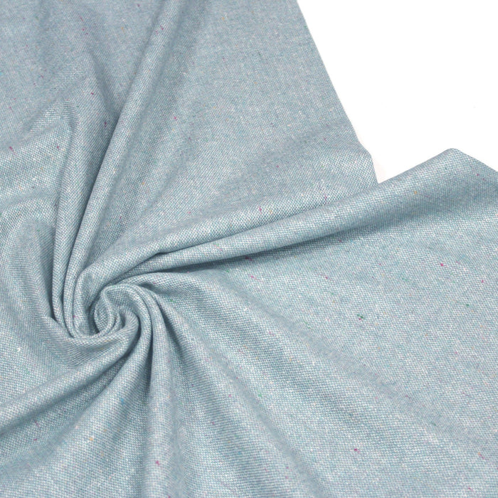 Tissu lainage faux - uni bleu ciel et écru - Fabrication italienne - TissusPapi.com