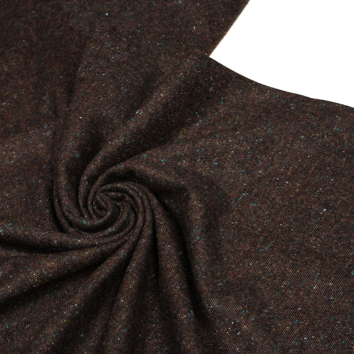 Tissu lainage caviar marron chocolat et bleu turquoise - Fabrication italienne - TissusPapi.com