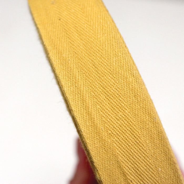 Ruban sergé de coton jaune moutarde 27mm - Galette de 50 mètres - Fabrication française