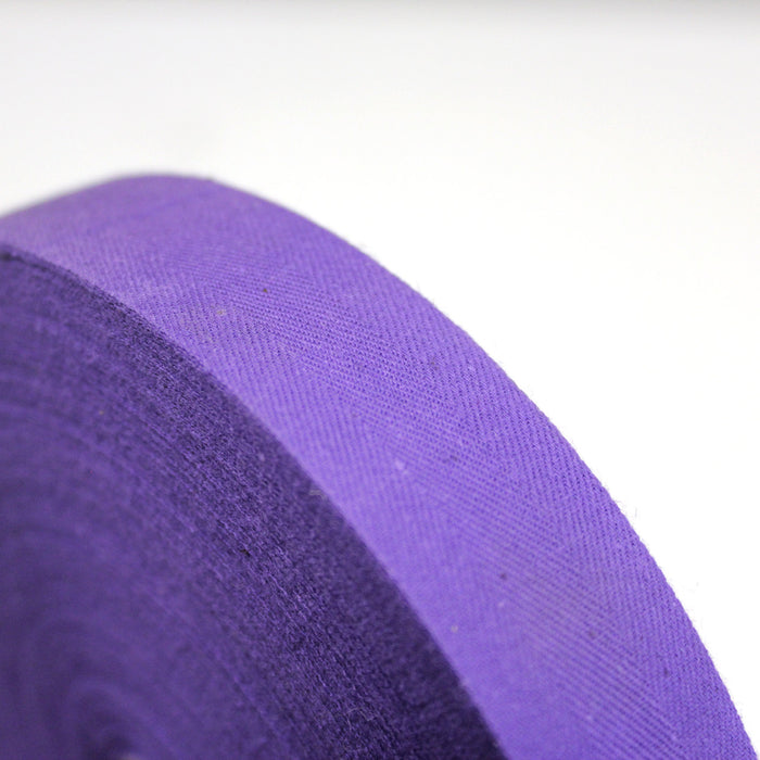 Ruban sergé de coton violet 25mm - Galette de 50 mètres - Fabrication française