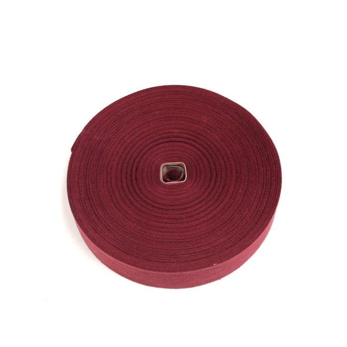 Ruban sergé de coton rouge bordeaux 33mm - Galette de 50 mètres - Fabrication française