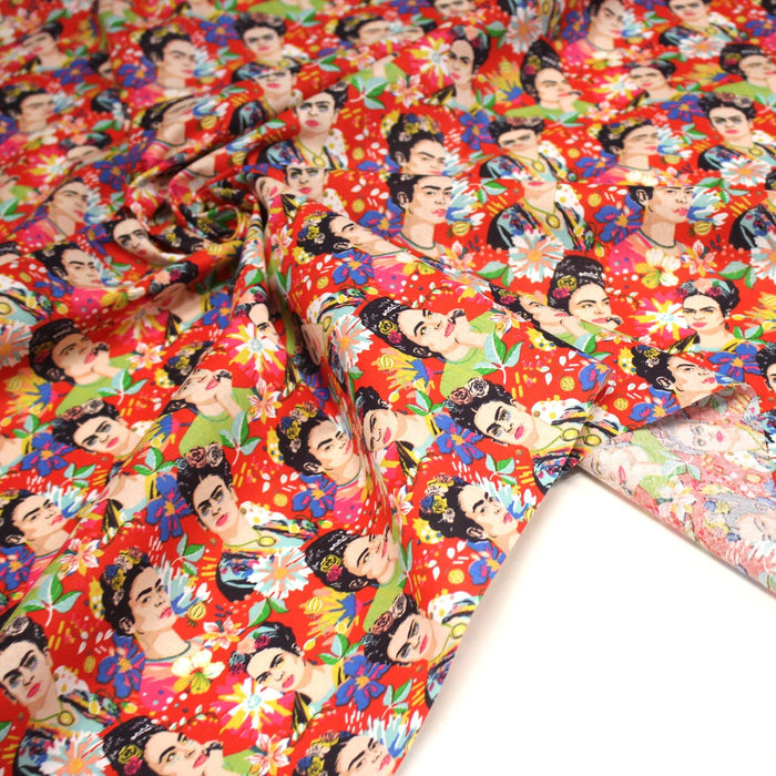 Tissu cotonnade motif fleuri FRIDA KAHLO - OEKO - TEX STANDARD 100 - TissusPapi.com