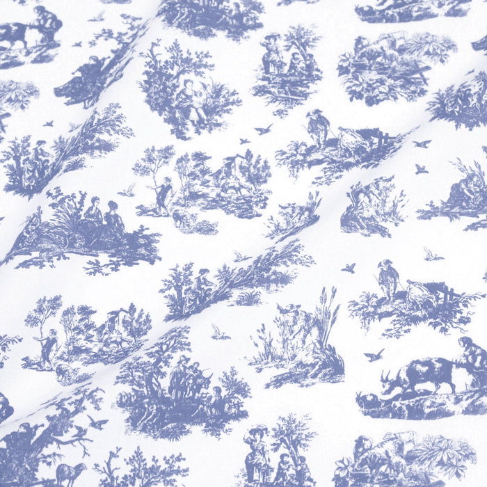 Tissu cotonnade Toile de Jouy OBER blanc : nombreuses couleurs - OEKO - TEX - TissusPapi.com