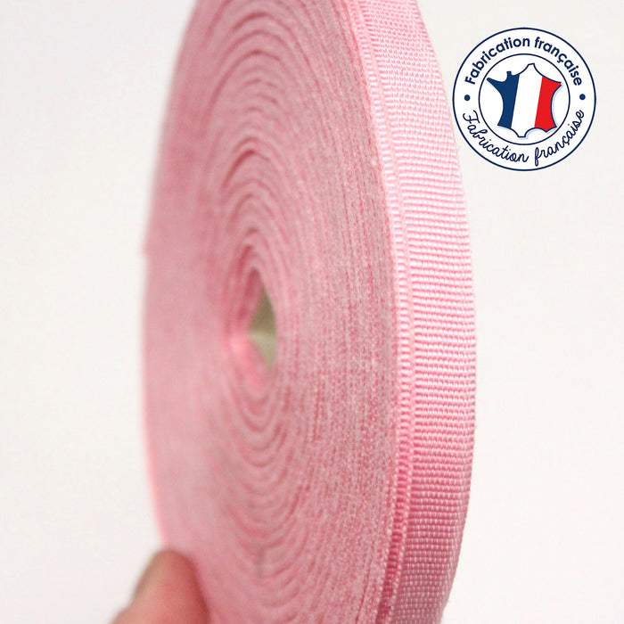 Ruban gros grain rose 10mm - Galette de 50 mètres - Fabrication française