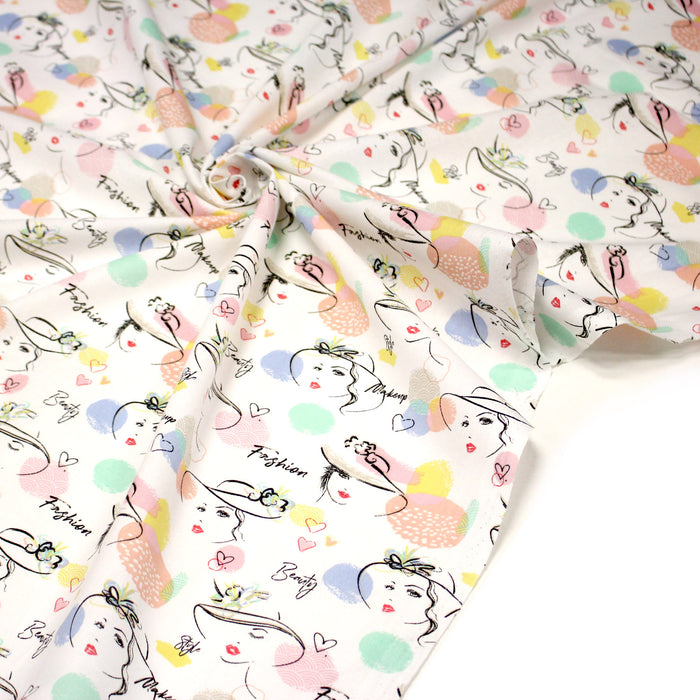 Tissu cotonnade motif GIRLY make - up & maquillage - OEKO - TEX - TissusPapi.com