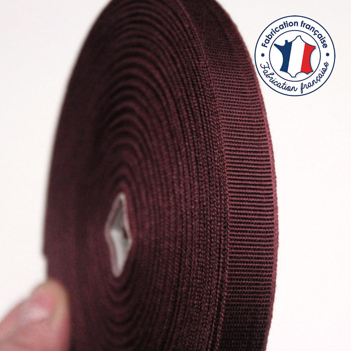 Ruban gros grain rouge bordeaux 12mm - Galette de 50 mètres - Fabrication française