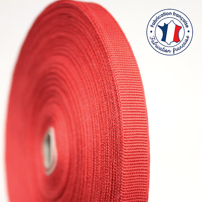 Ruban gros grain rouge 10mm - Galette de 50 mètres - Fabrication française