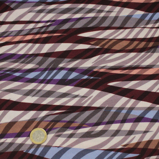 Tissu Viscose fluide motif pelage fauve tons violets bleus marrons, EVIE - STANDARD 100 OEKO - TEX - TissusPapi.com