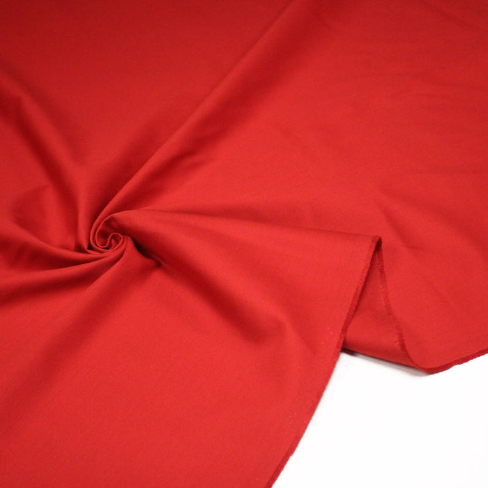 Tissu sergé de rouge uni aux fins fins liserés gris - 325gr/m2 - ON DESTOCKE ! - TissusPapi.com
